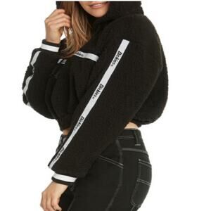 Dickies Black Cropped Fuzzy Hoodie Sz.M NWT